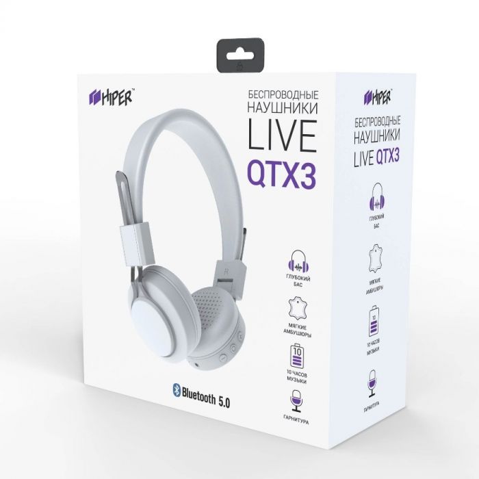 Наушники головные беспроводные Hiper LIVE QTX3, белый