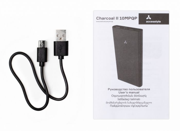 Внешний аккумулятор Accesstyle CHARCOAL II (10000 mAh), серебристый