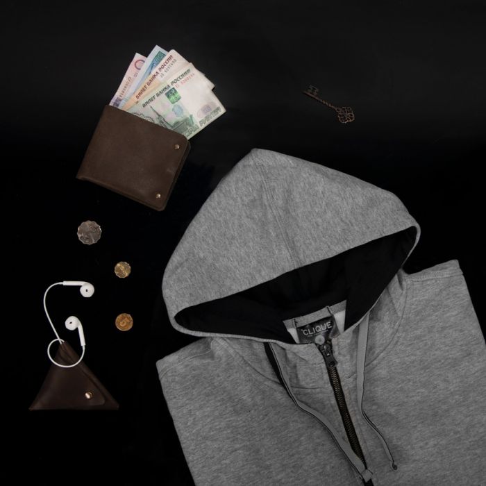 Толстовка женская CLASSIC HOODY FULL ZIP 300, серый меланж