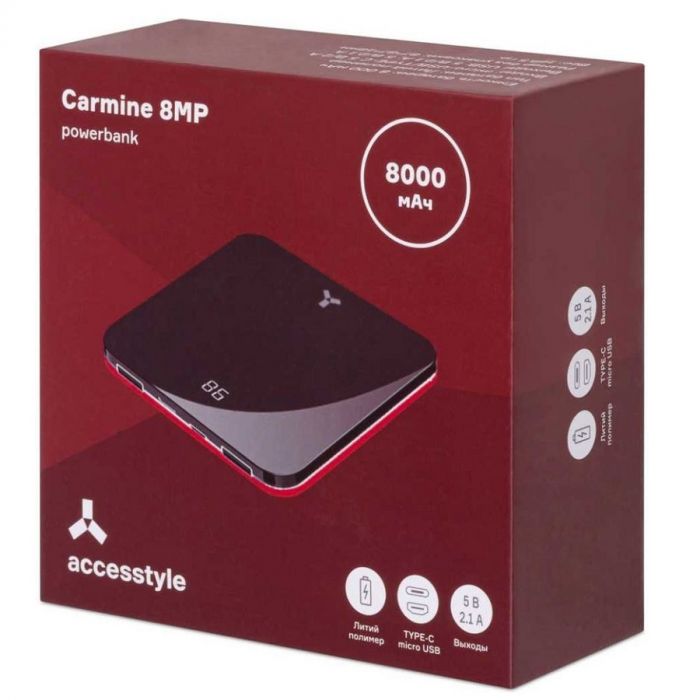 Внешний аккумулятор Accesstyle Carmine 8MP 8000 мАч, красный, черный