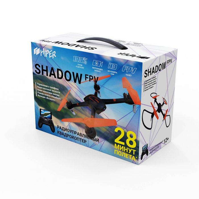 Квадрокоптер радиоуправляемый HIPER SHADOW FPV, черный