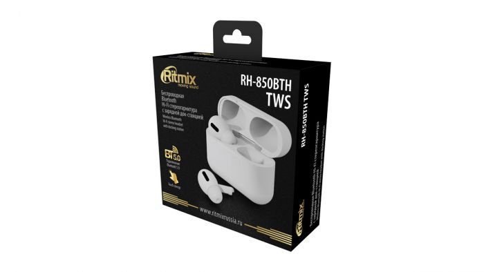 Наушники True Wireless Ritmix RH-850BTH, белый