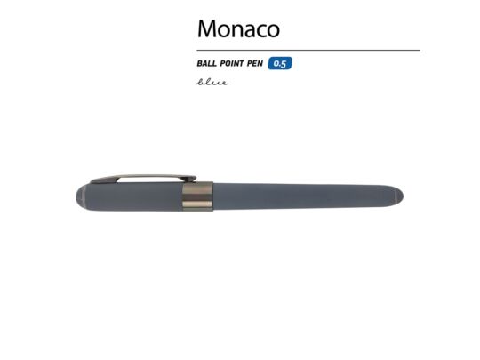 Ручка пластиковая шариковая Monaco софт-тач, графит, вороненая сталь