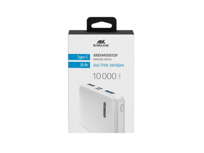 Внешний аккумулятор с быстрой зарядкой QC/PD VA2532, 10000 mAh, белый