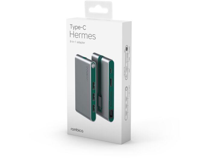 Разветвитель для компьютера 8-в-1 Type-C Hermes, зеленый