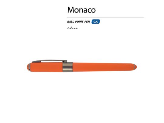 Ручка пластиковая шариковая Monaco софт-тач, оранжевый, вороненая сталь