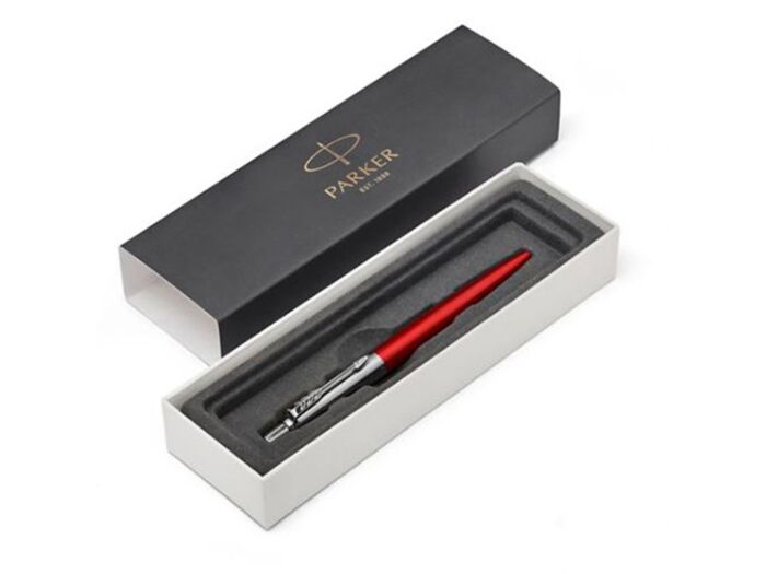 Шариковая ручка Parker Jotter Essential, Kensington Red CT, стержень: M, цвет чернил : blue или blac