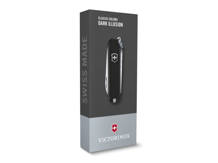 Нож-брелок VICTORINOX Classic SD Colors Dark Illusion, 58 мм, 7 функций, чёрный