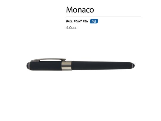 Ручка пластиковая шариковая Monaco софт-тач, черный, вороненая сталь