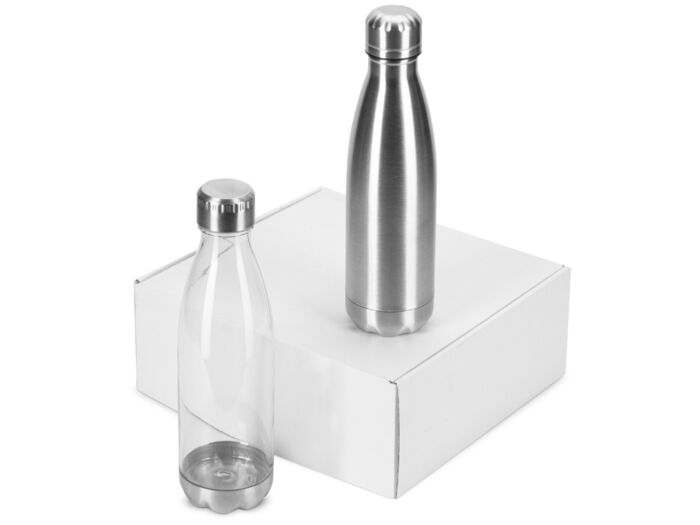 Подарочный набор с термосом и бутылкой Bottle set, серебристый