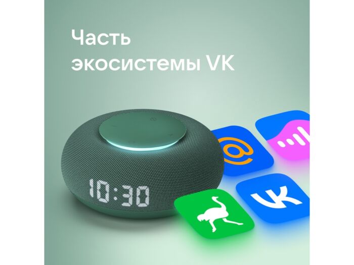 Умная колонка VK Капсула Мини с голосовым помощником Марусей, хвойный зеленый