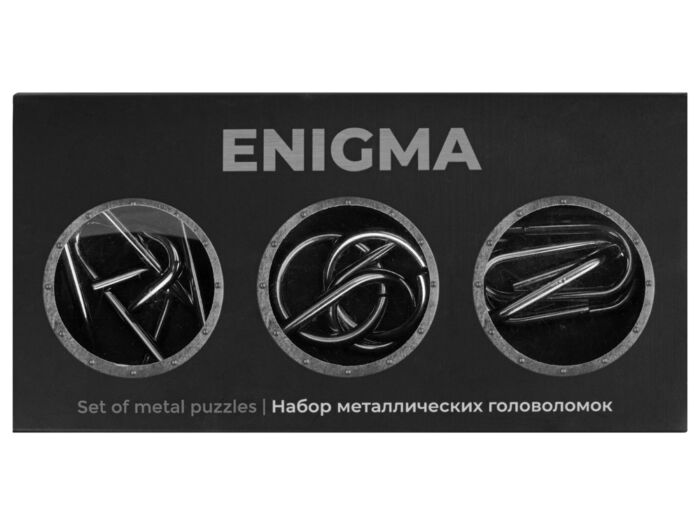 Набор из 3 металлических головоломок в мешочках Enigma, серебристый