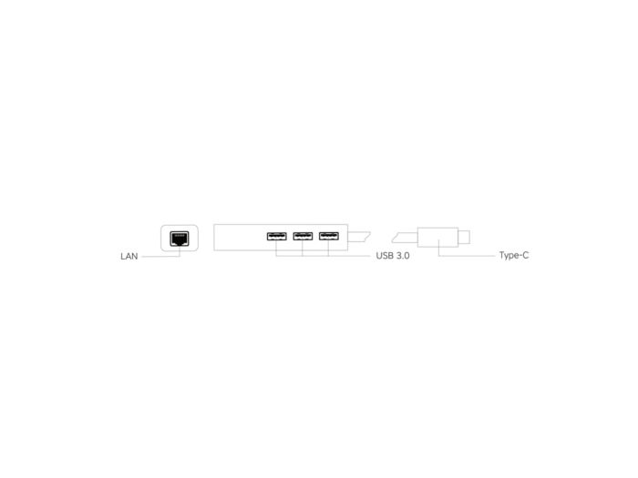 Переходник-хаб Type-C Hub Lan, черный