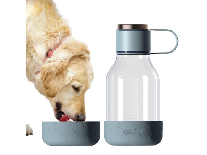 Бутылка для воды 2-в-1 Dog Bowl Bottle со съемной миской для питомцев, 1500 мл, голубой