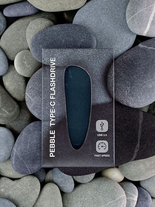 Флешка Pebble Type-C, USB 3.0, серо-синяя, 32 Гб