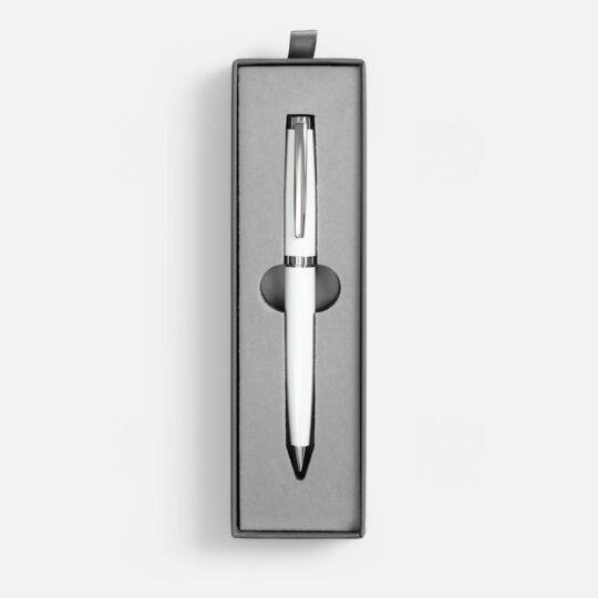 Ручка шариковая Letra Chrome в футляре, белая
