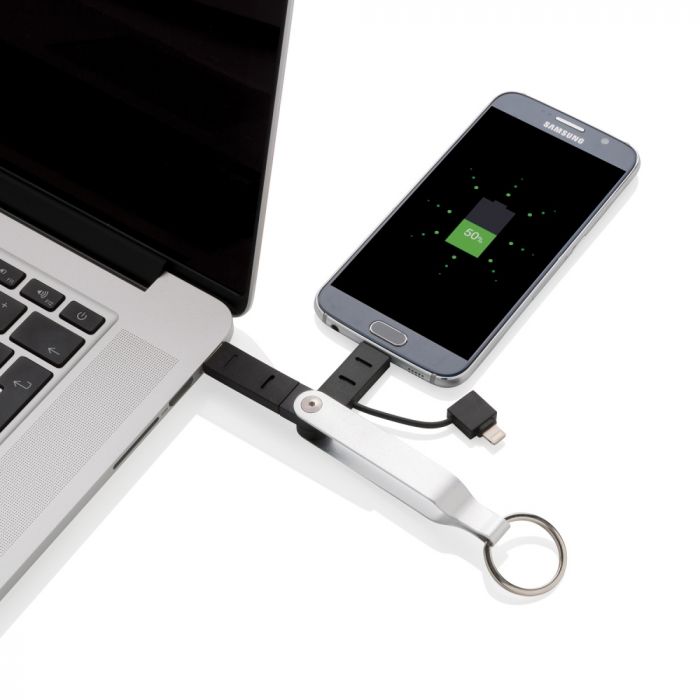 USB-кабель MFi 2 в 1, серебряный