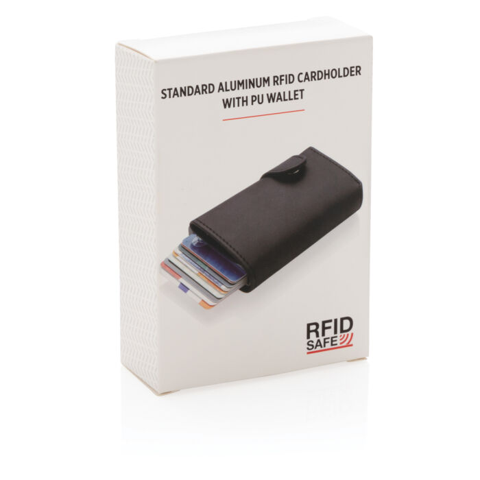 Алюминиевый картхолдер Standard с PU кошельком и защитой RFID, черный